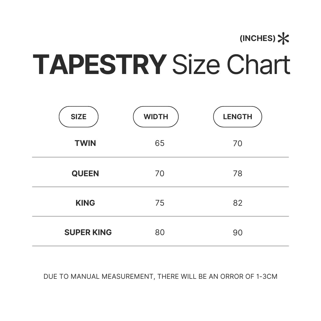 Tapestry Size Chart - Sturniolo Triplets Store